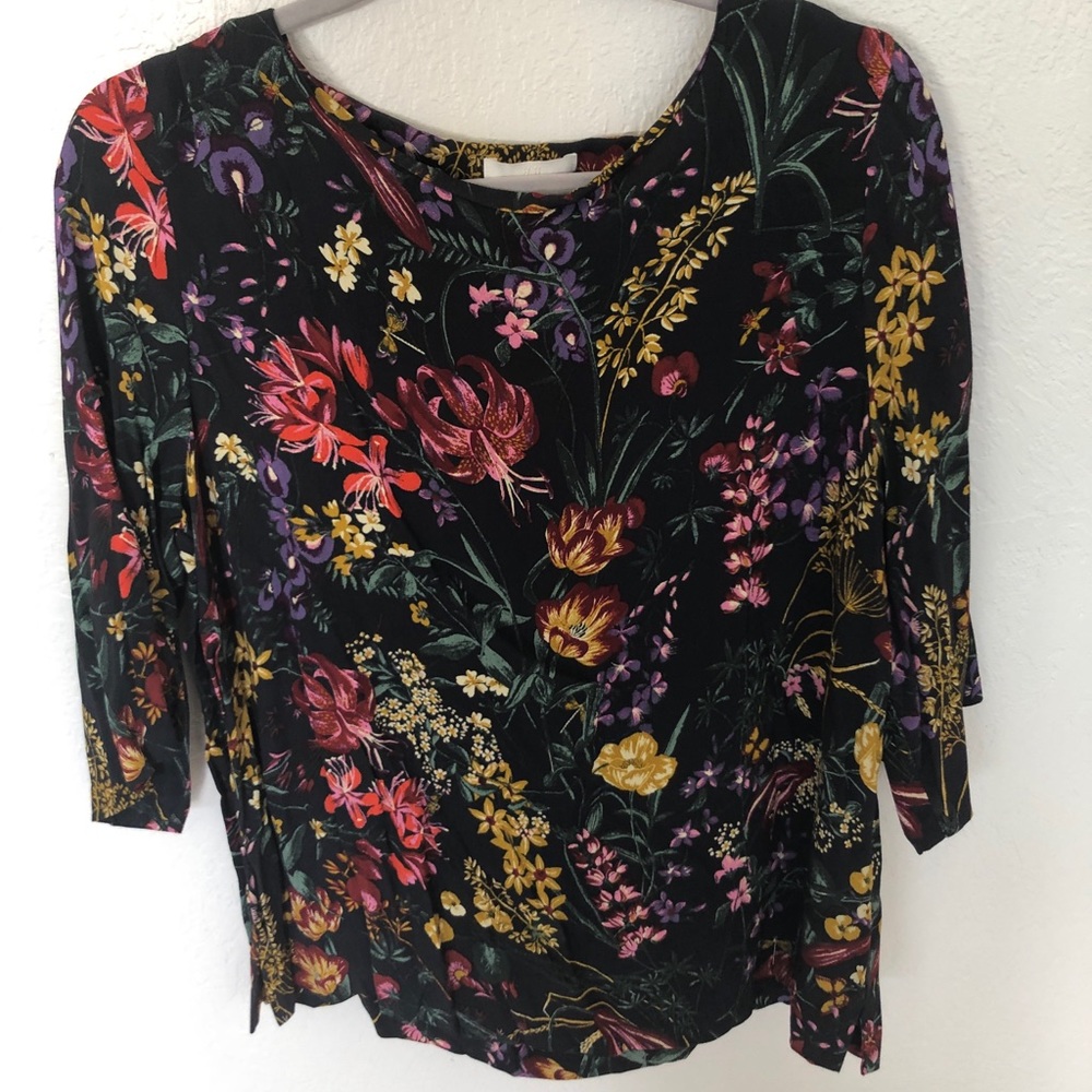 3/4 sleeve floral blouse - H&M